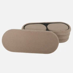 Banco baú com 2 puffes de arrumação boucle