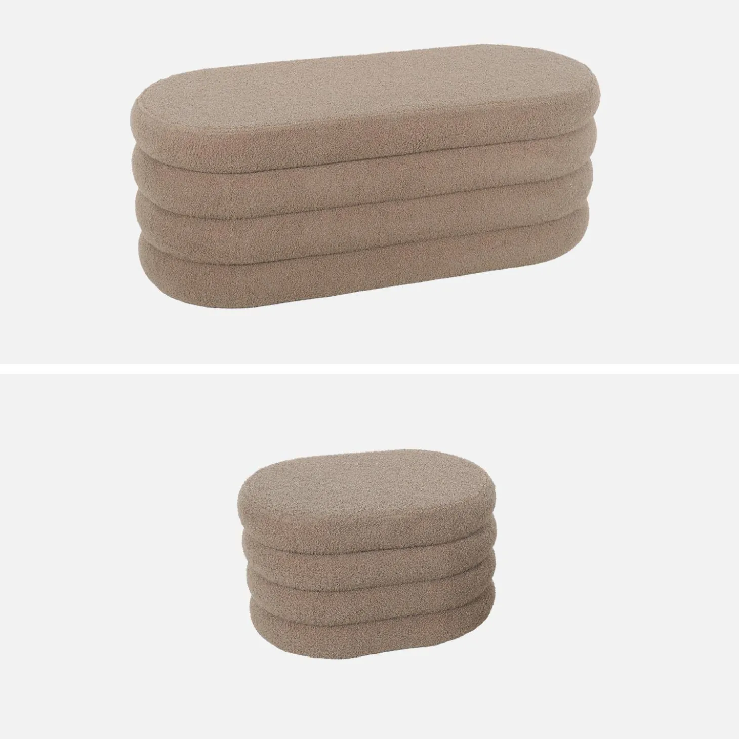 Banco baú com 2 puffes de arrumação boucle