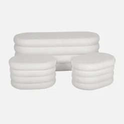 Banco baú com 2 puffes de arrumação boucle