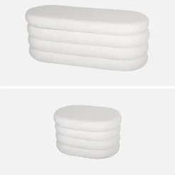 Banco baú com 2 puffes de arrumação boucle