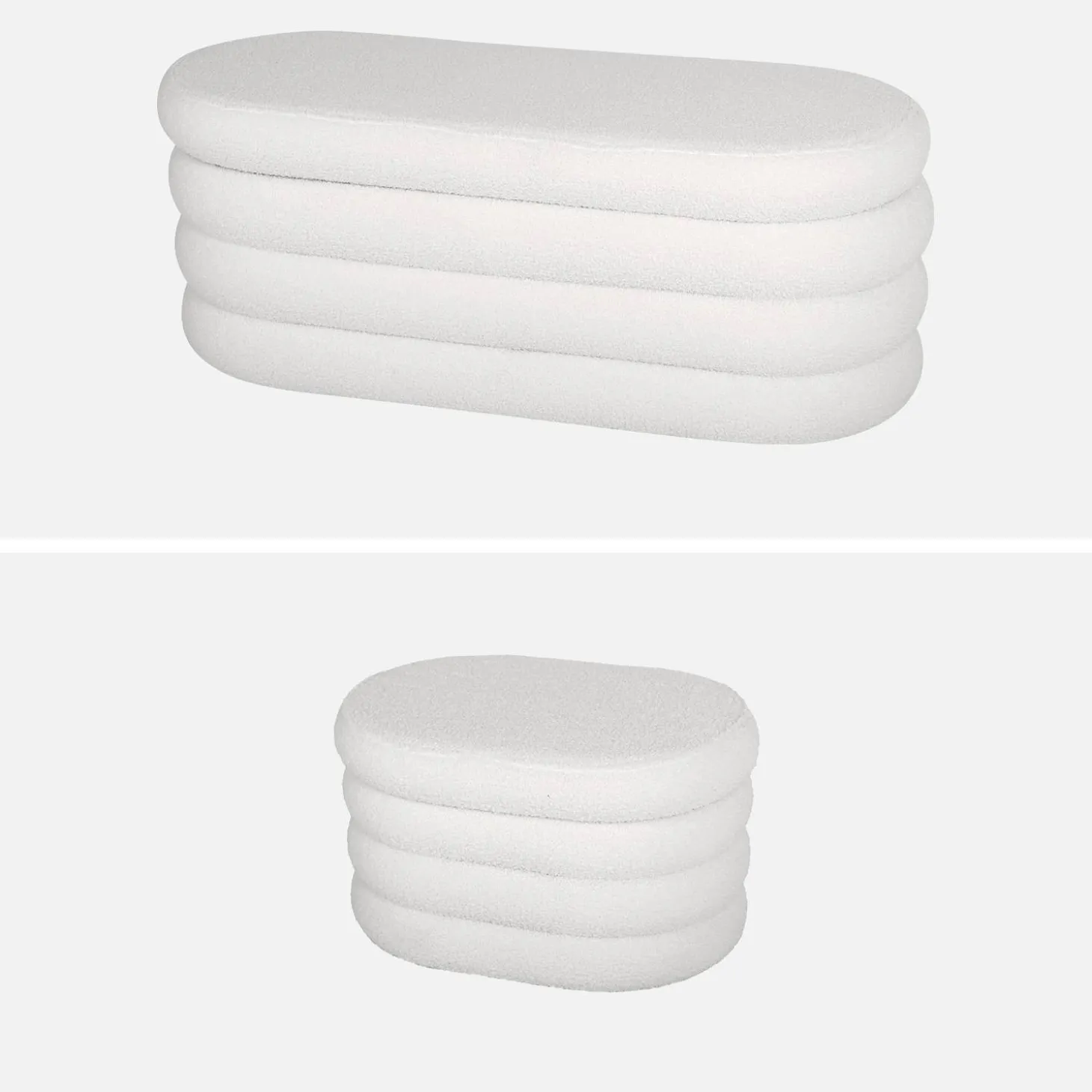 Banco baú com 2 puffes de arrumação boucle