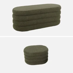Banco baú com 2 puffes de arrumação boucle