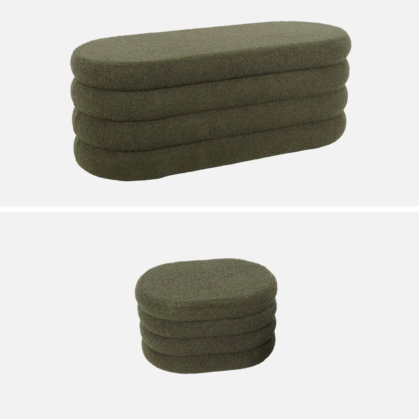 Banco baú com 2 puffes de arrumação boucle