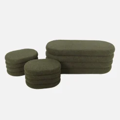 Banco baú com 2 puffes de arrumação boucle