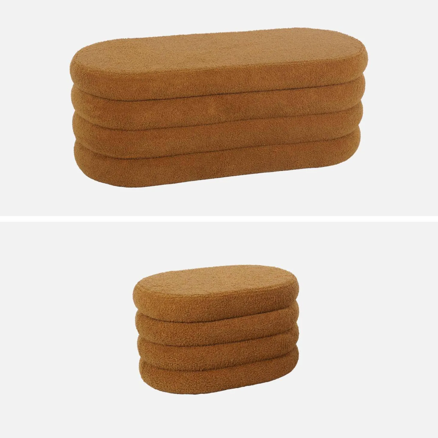 Banco baú com 2 puffes de arrumação boucle