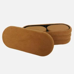 Banco baú com 2 puffes de arrumação boucle