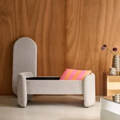 Banco baú, final de cama contemporâneo em tecido