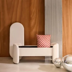 Banco baú, final de cama contemporâneo em tecido