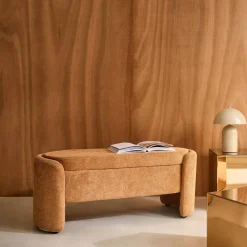 Banco baú, final de cama contemporâneo em tecido