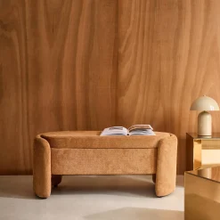 Banco baú, final de cama contemporâneo em tecido