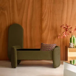 Banco baú, final de cama contemporâneo em tecido