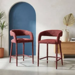 Banco de cozinha contemporâneo revestido em tecido, set de 2