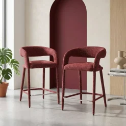 Banco de cozinha contemporâneo revestido em tecido, set de 2