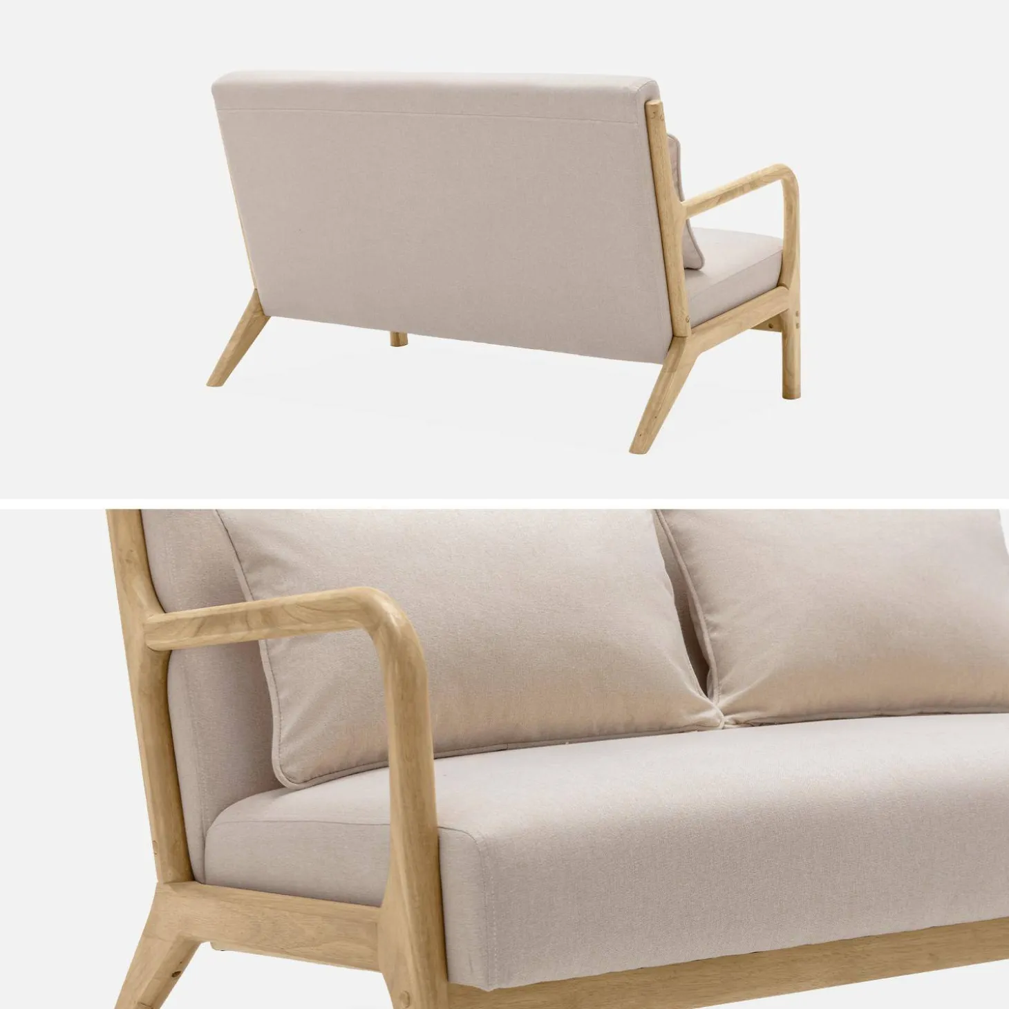 Banco de design em madeira e tecido