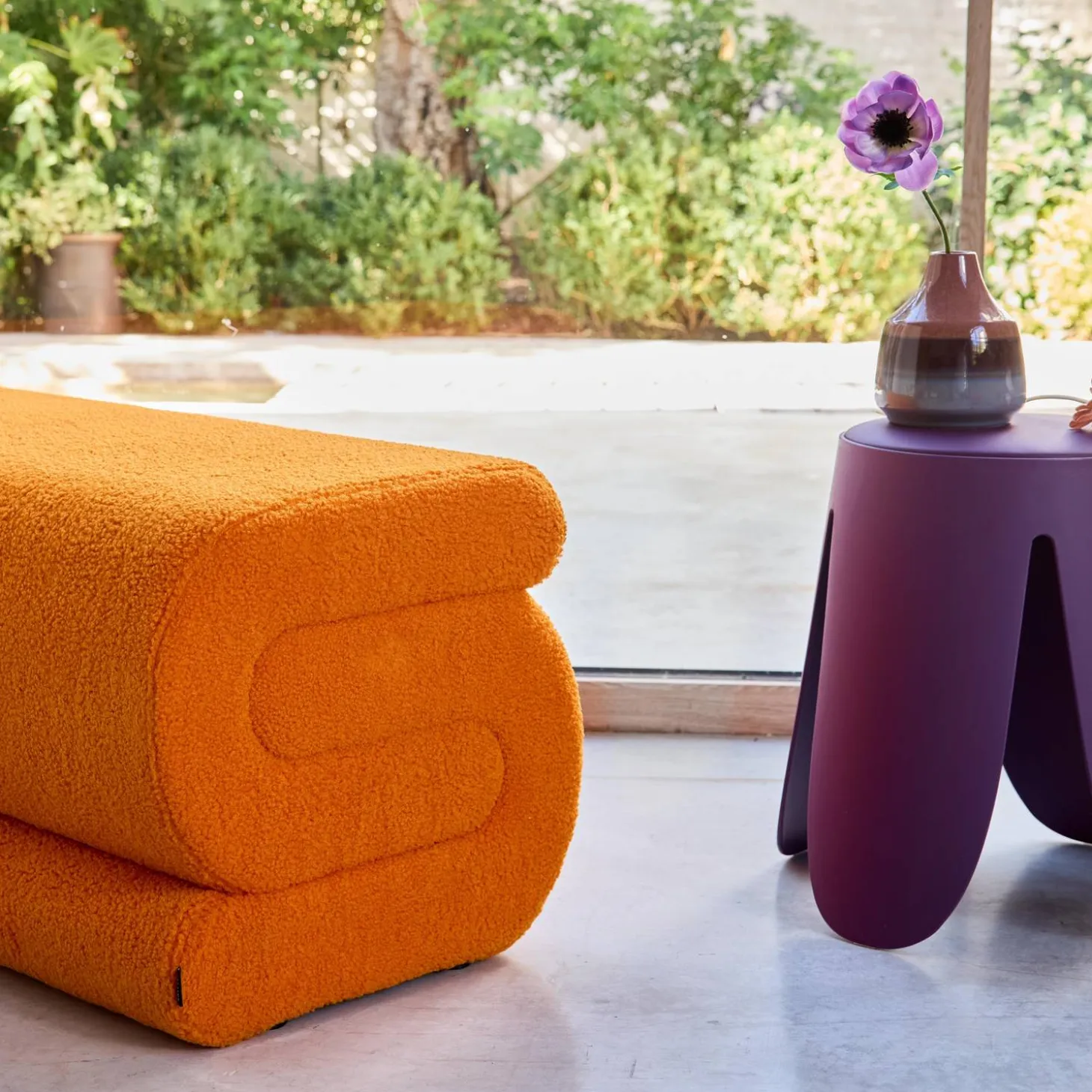 Banco design revestimento bouclé 1-2 lugares