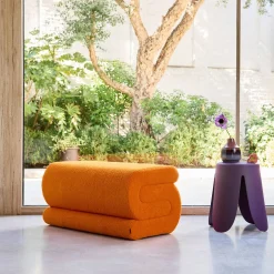 Banco design revestimento bouclé 1-2 lugares