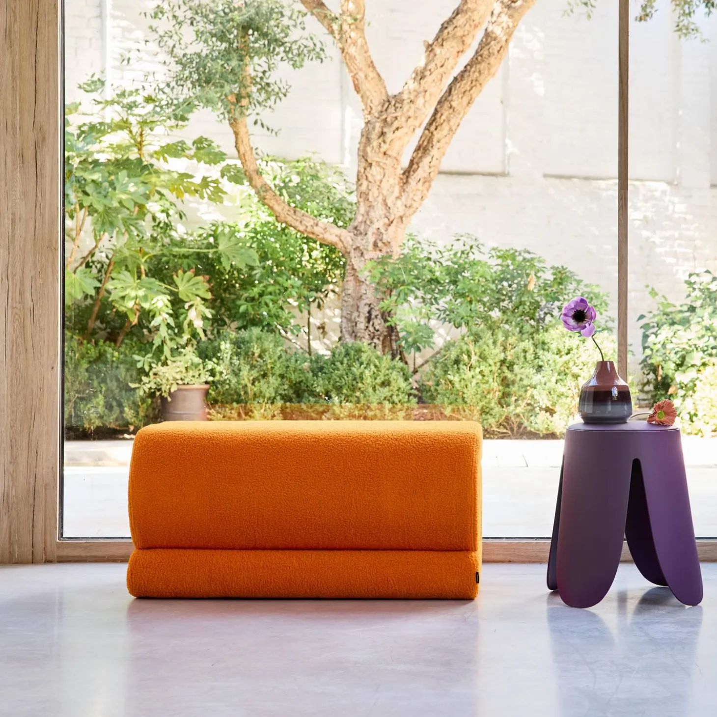 Banco design revestimento bouclé 1-2 lugares
