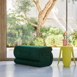 Banco design revestimento bouclé 1-2 lugares