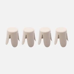 Banco empilhável em tecido bouclé, set de 4