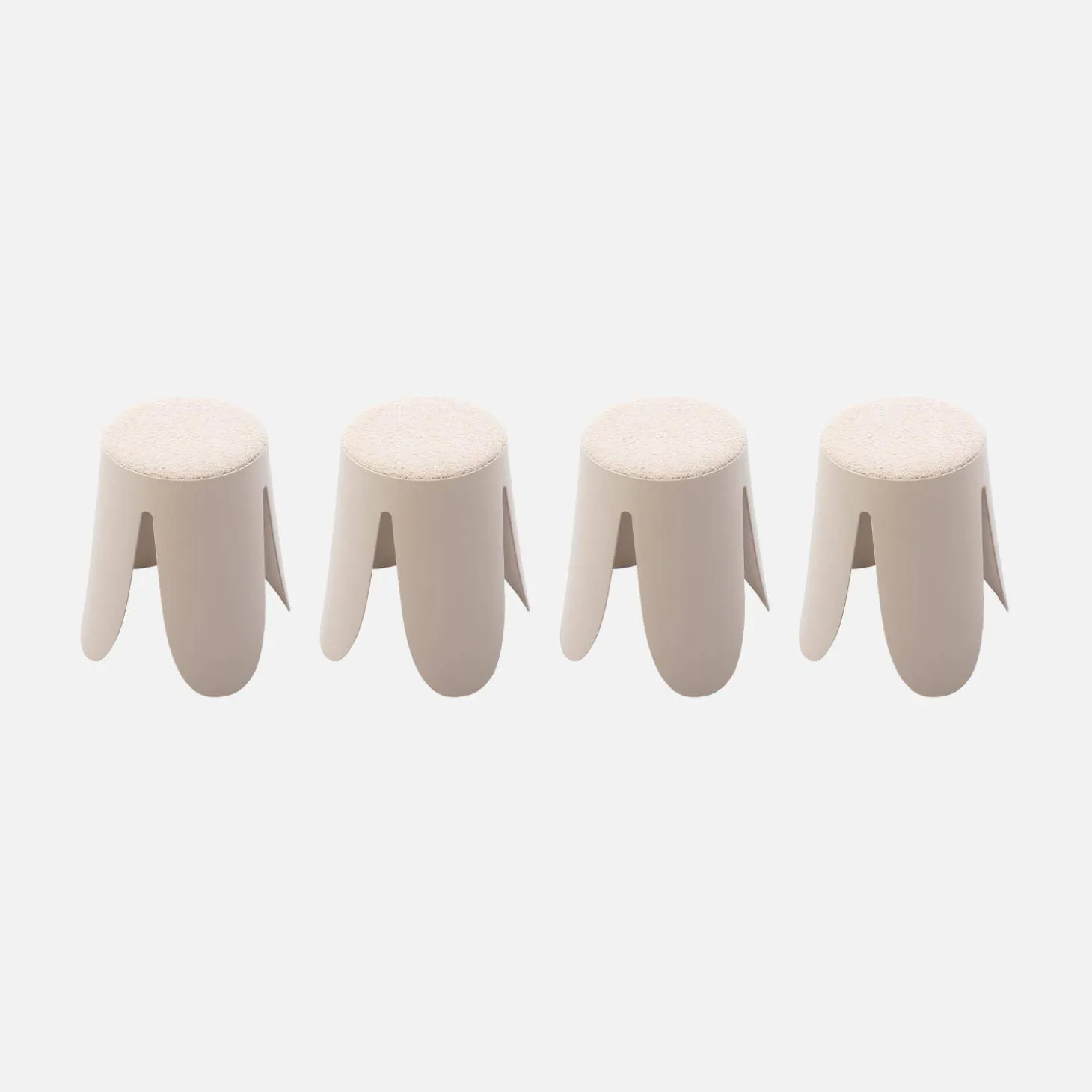 Banco empilhável em tecido bouclé, set de 4