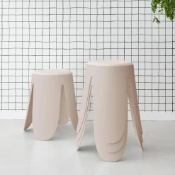 Banco empilhável em tecido bouclé, set de 4