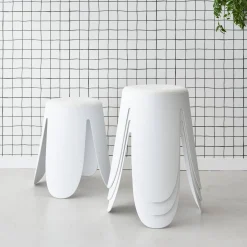 Banco empilhável em tecido bouclé, set de 4