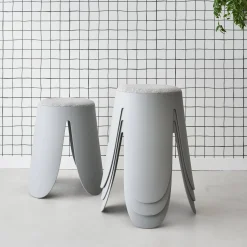 Banco empilhável em tecido bouclé, set de 4