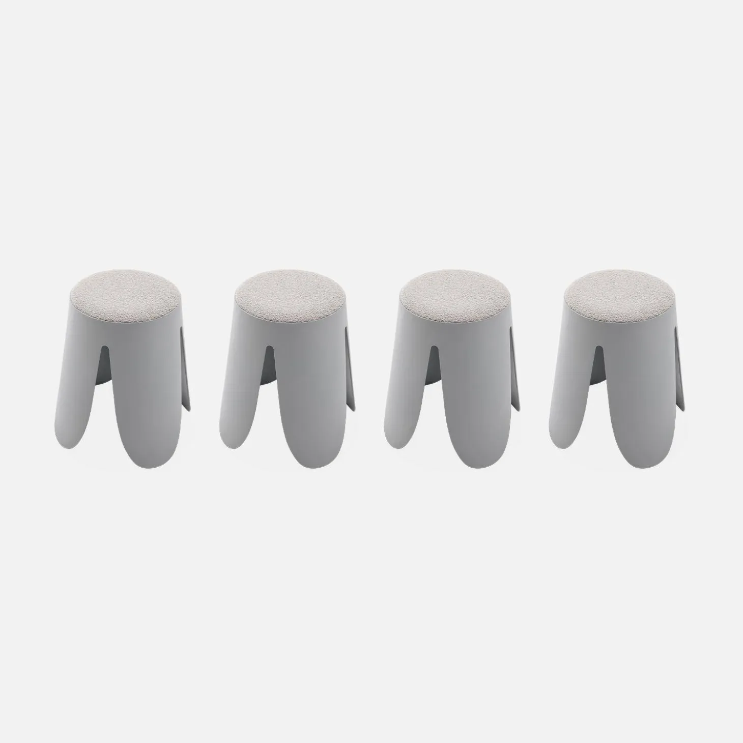 Banco empilhável em tecido bouclé, set de 4