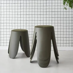 Banco empilhável em tecido bouclé, set de 4