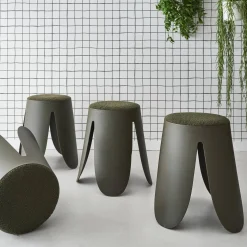Banco empilhável em tecido bouclé, set de 4
