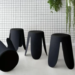Banco empilhável em tecido bouclé, set de 4