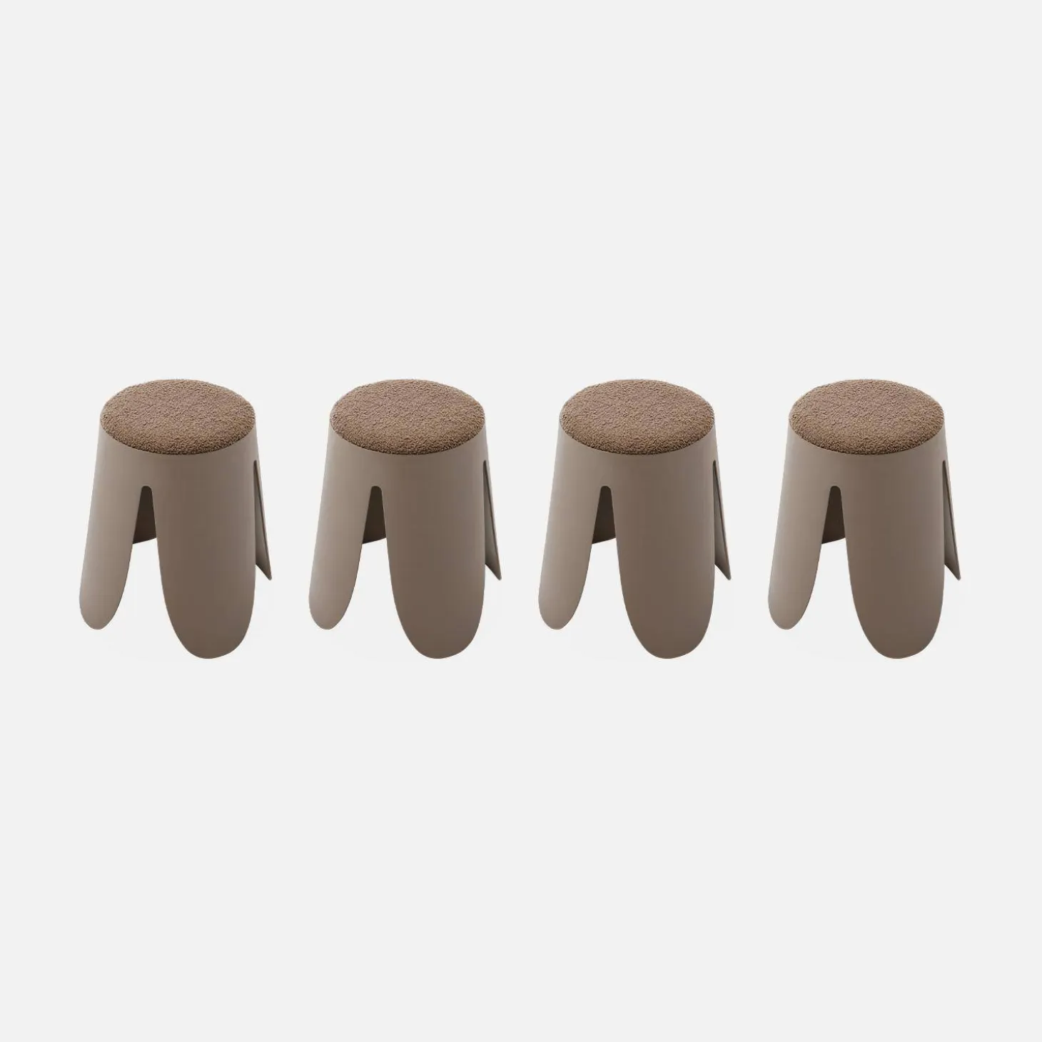 Banco empilhável em tecido bouclé, set de 4
