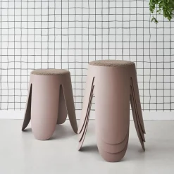 Banco empilhável em tecido bouclé, set de 4