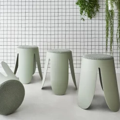 Banco empilhável em tecido bouclé, set de 4