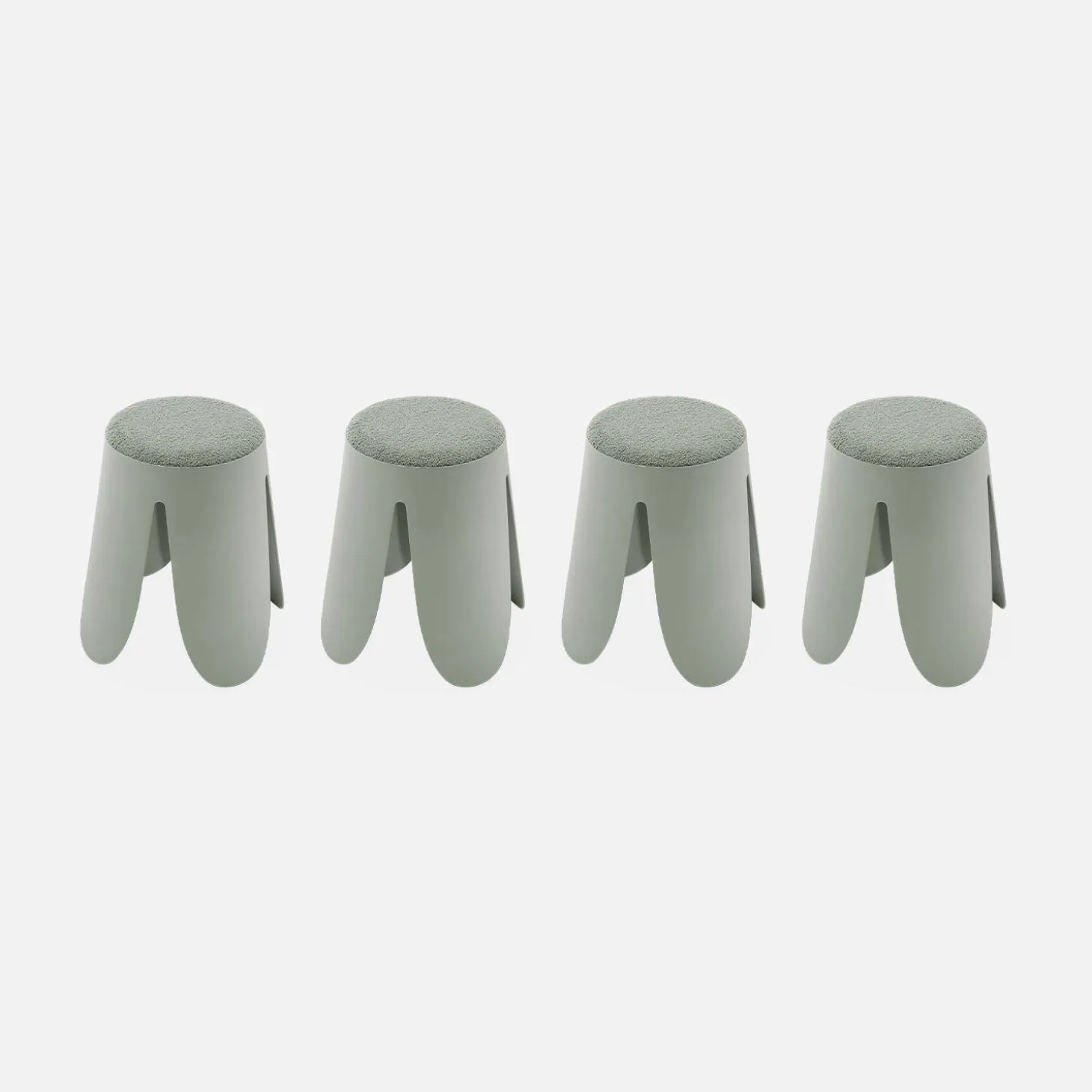 Banco empilhável em tecido bouclé, set de 4