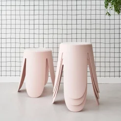 Banco empilhável em tecido bouclé, set de 4