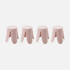 Banco empilhável em tecido bouclé, set de 4