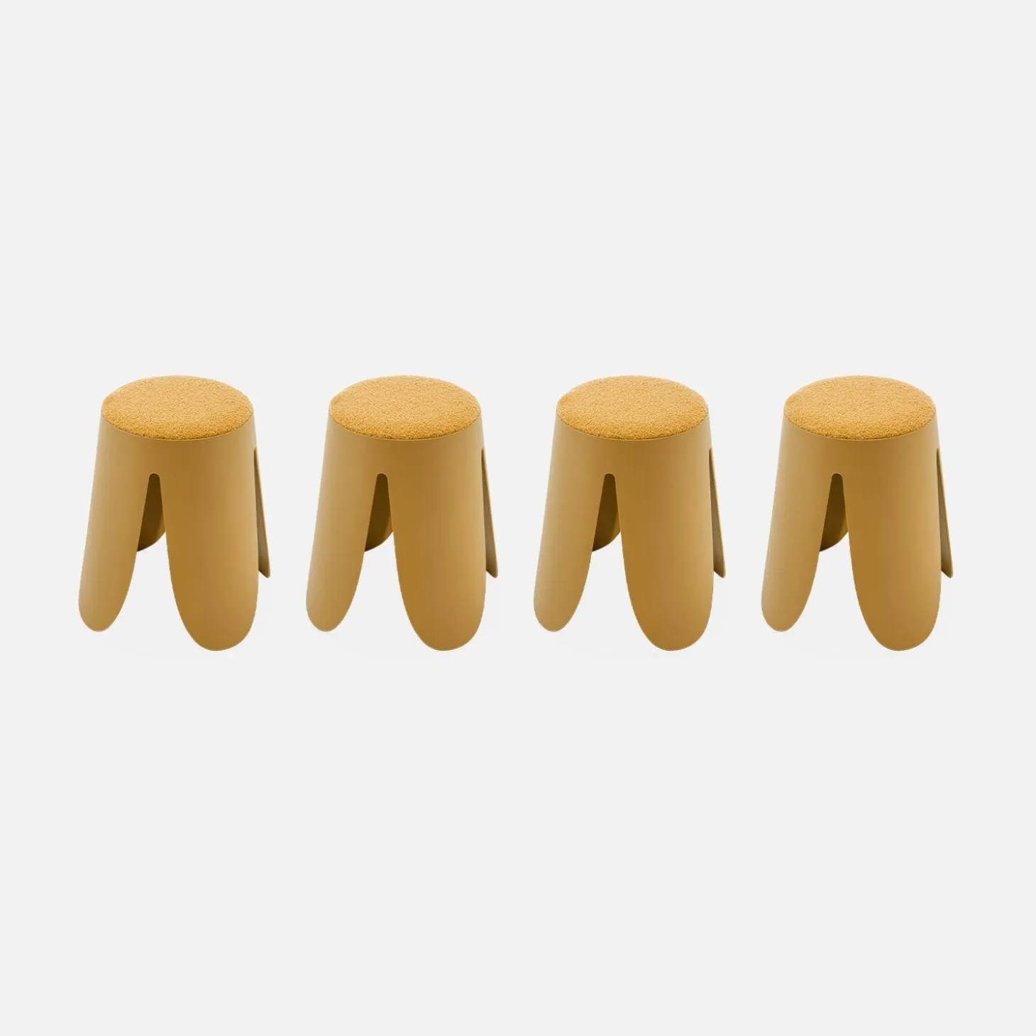 Banco empilhável em tecido bouclé, set de 4