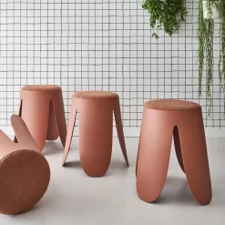 Banco empilhável em tecido bouclé, set de 4
