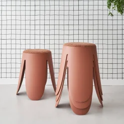 Banco empilhável em tecido bouclé, set de 4
