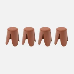 Banco empilhável em tecido bouclé, set de 4