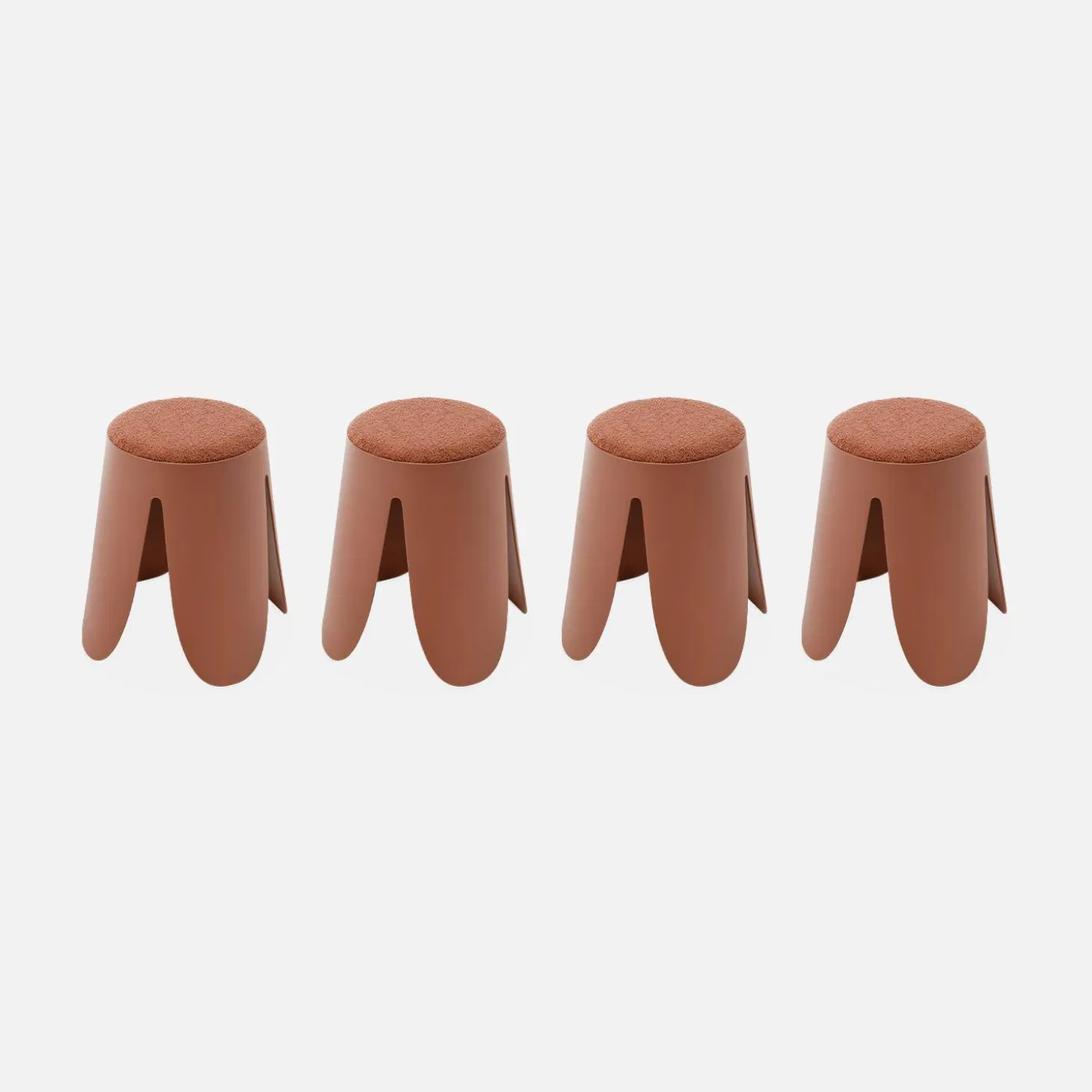 Banco empilhável em tecido bouclé, set de 4