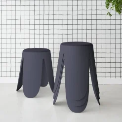 Banco empilhável em tecido bouclé, set de 4