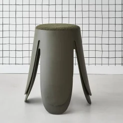 Banco empilhável em tecido bouclé, set de 2