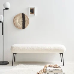 Banco, extremidade da cama com revestimento de boucle