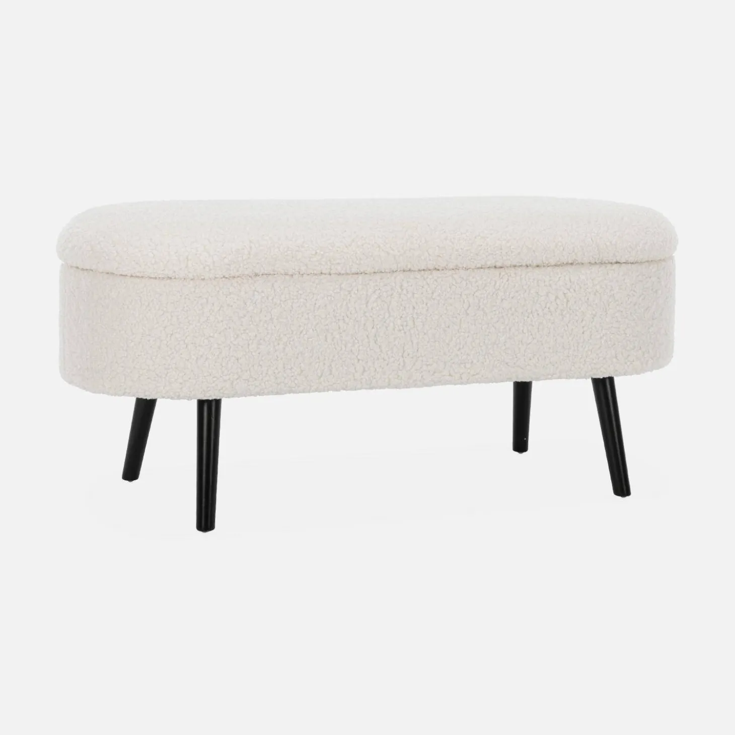 Banco, extremidade da cama com revestimento de boucle