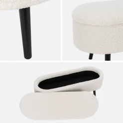 Banco, extremidade da cama com revestimento de boucle