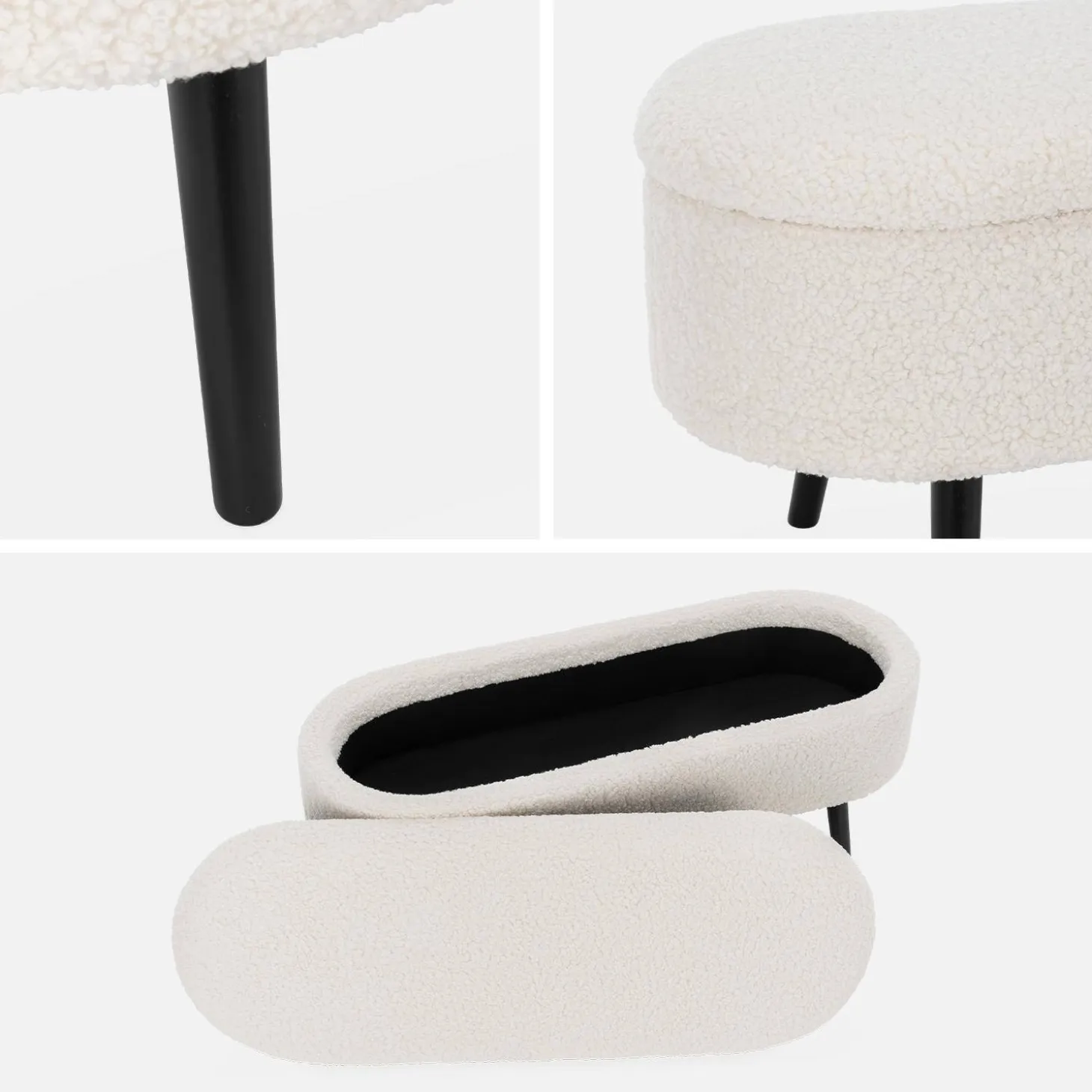 Banco, extremidade da cama com revestimento de boucle