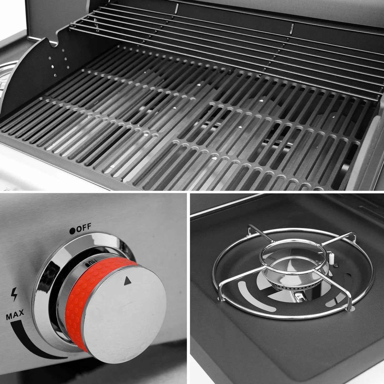 Barbecue a gás de 5 queimadores com 1 fogo lateral