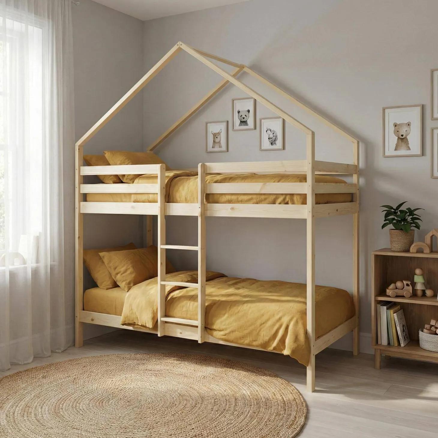Beliche infantil cabana 190cm em pinho natural